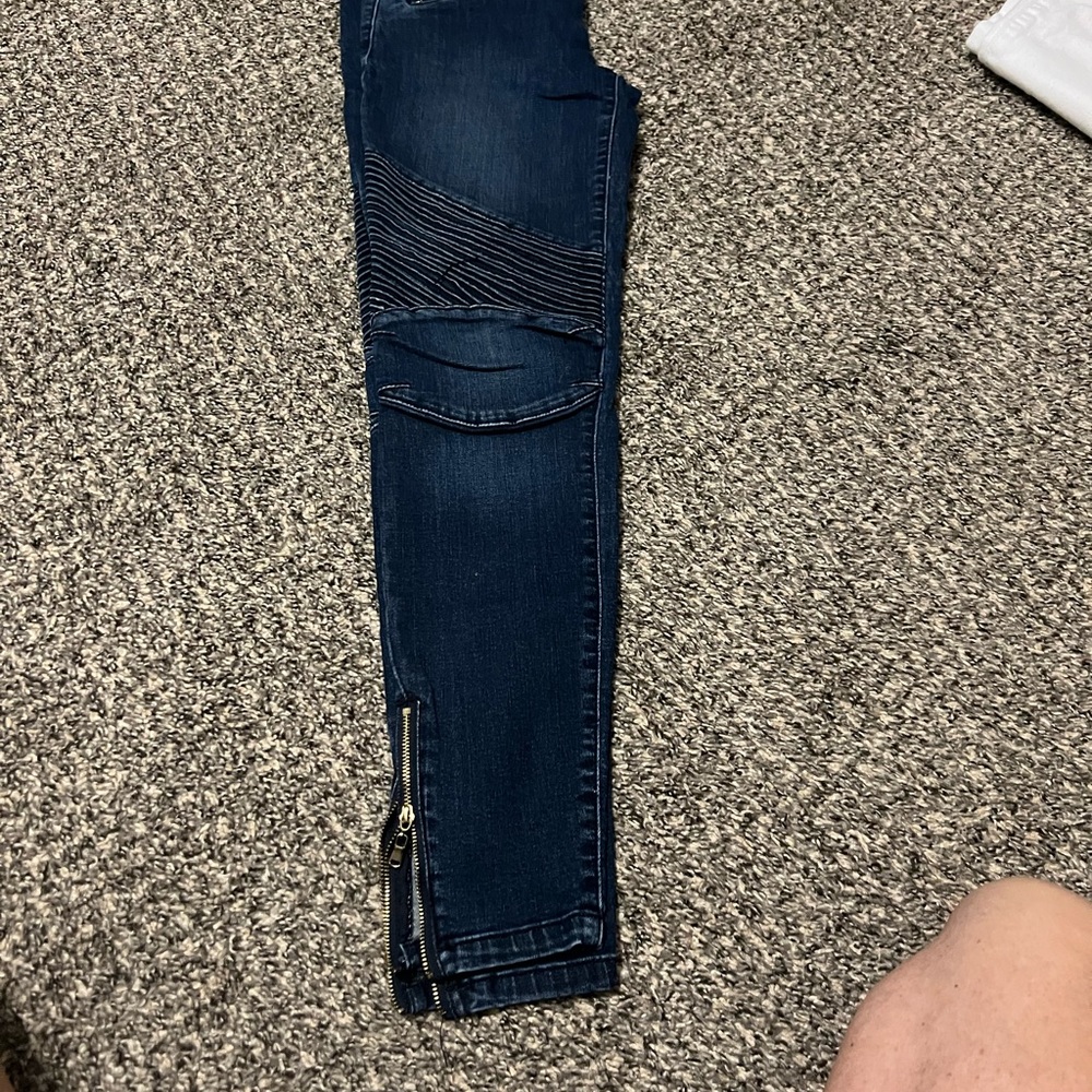 Sneak Peek Dark Indigo Moto-Detail Skinny Jeans